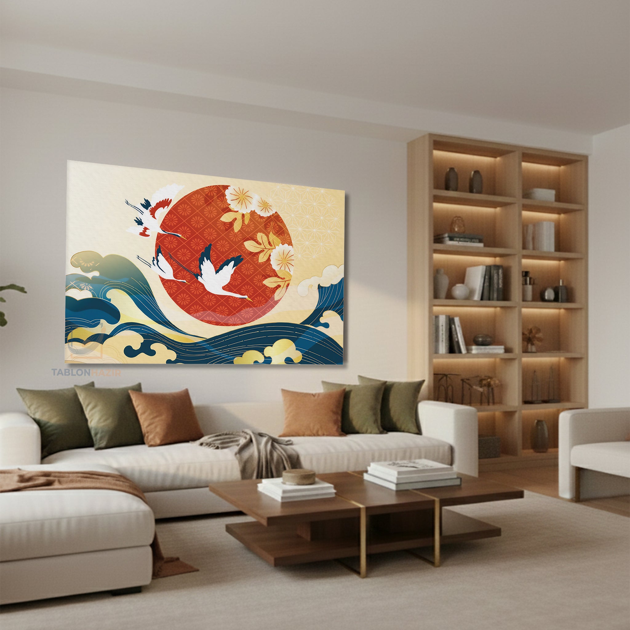 Yatay Kanvas Duvar Tablosu Leylekgunessu Salon Tablosu Ofis Tablosu Yeni Ev Hediyesi Dekorasyon