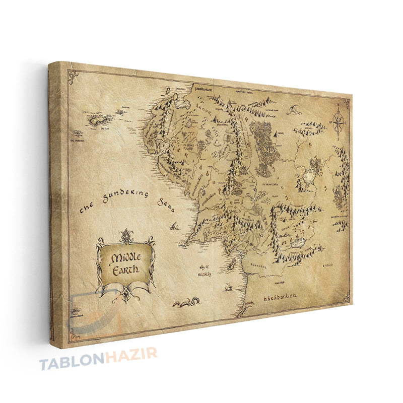 Yatay Kanvas Duvar Tablosu Lotr Middlearth Harita Salon Tablosu Ofis Tablosu Ev Hediyesi Dekorasyon