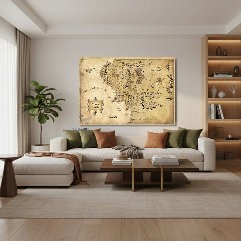 Yatay Kanvas Duvar Tablosu Lotr Middlearth Harita Salon Tablosu Ofis Tablosu Ev Hediyesi Dekorasyon