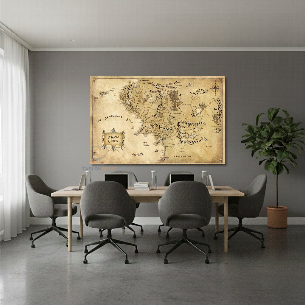 Yatay Kanvas Duvar Tablosu Lotr Middlearth Harita Salon Tablosu Ofis Tablosu Ev Hediyesi Dekorasyon