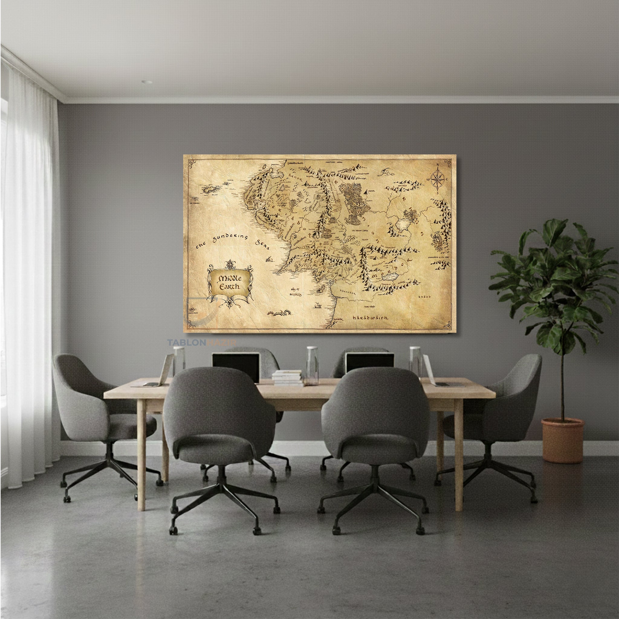 Yatay Kanvas Duvar Tablosu Lotr Middlearth Harita Salon Tablosu Ofis Tablosu Ev Hediyesi Dekorasyon