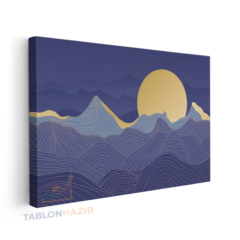 Yatay Kanvas Duvar Tablosu Mavidalgalar Salon Tablosu Ofis Tablosu Yeni Ev Hediyesi Dekorasyon