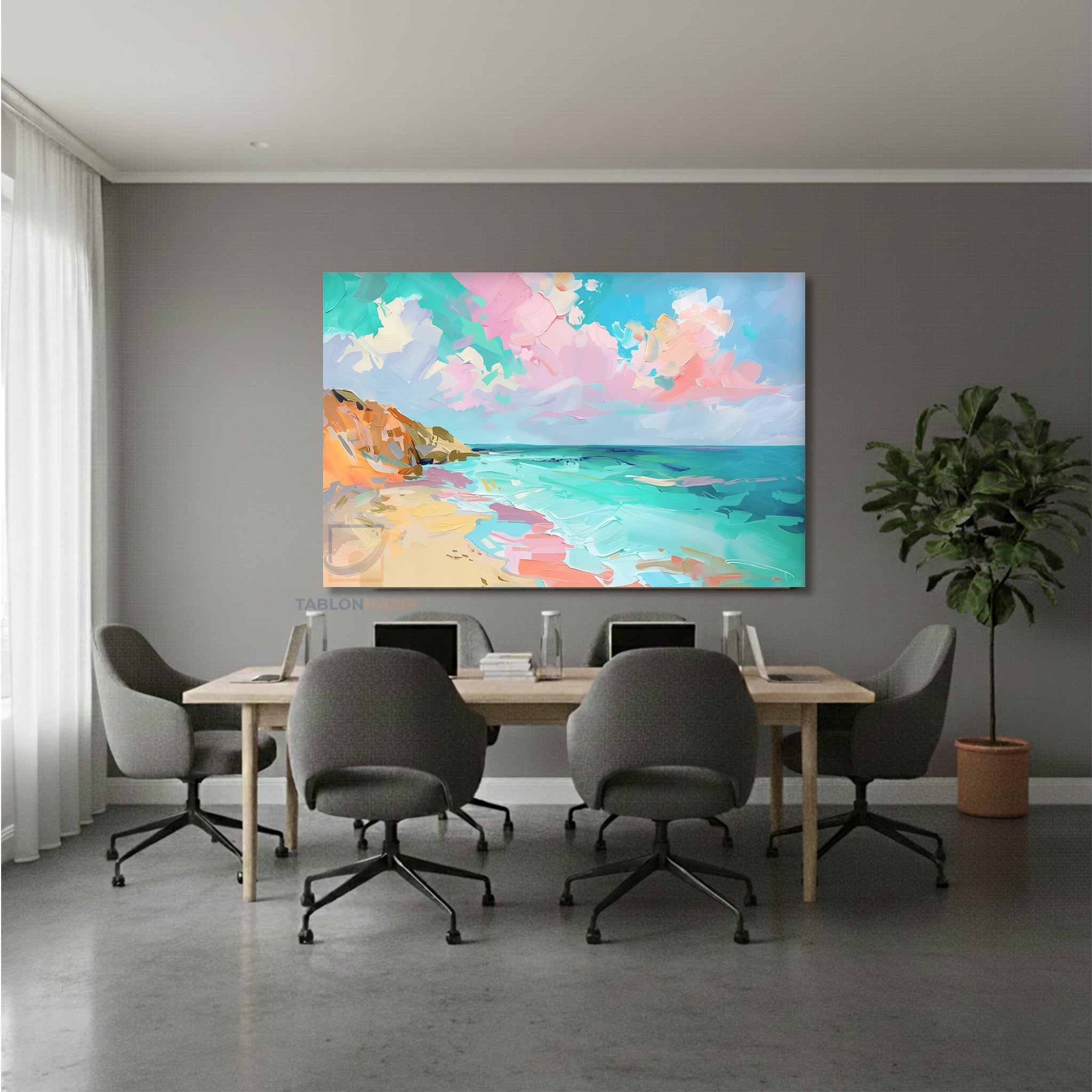 Yatay Kanvas Duvar Tablosu Pastel Manzara Salon Tablosu Ofis Tablosu Yeni Ev Hediyesi Dekorasyon