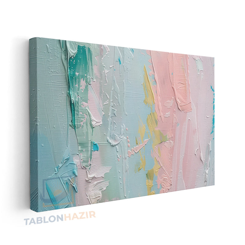 Yatay Kanvas Duvar Tablosu Pastel Renkler Soyut Salon Tablosu Ofis Tablosu Ev Hediyesi Dekorasyon