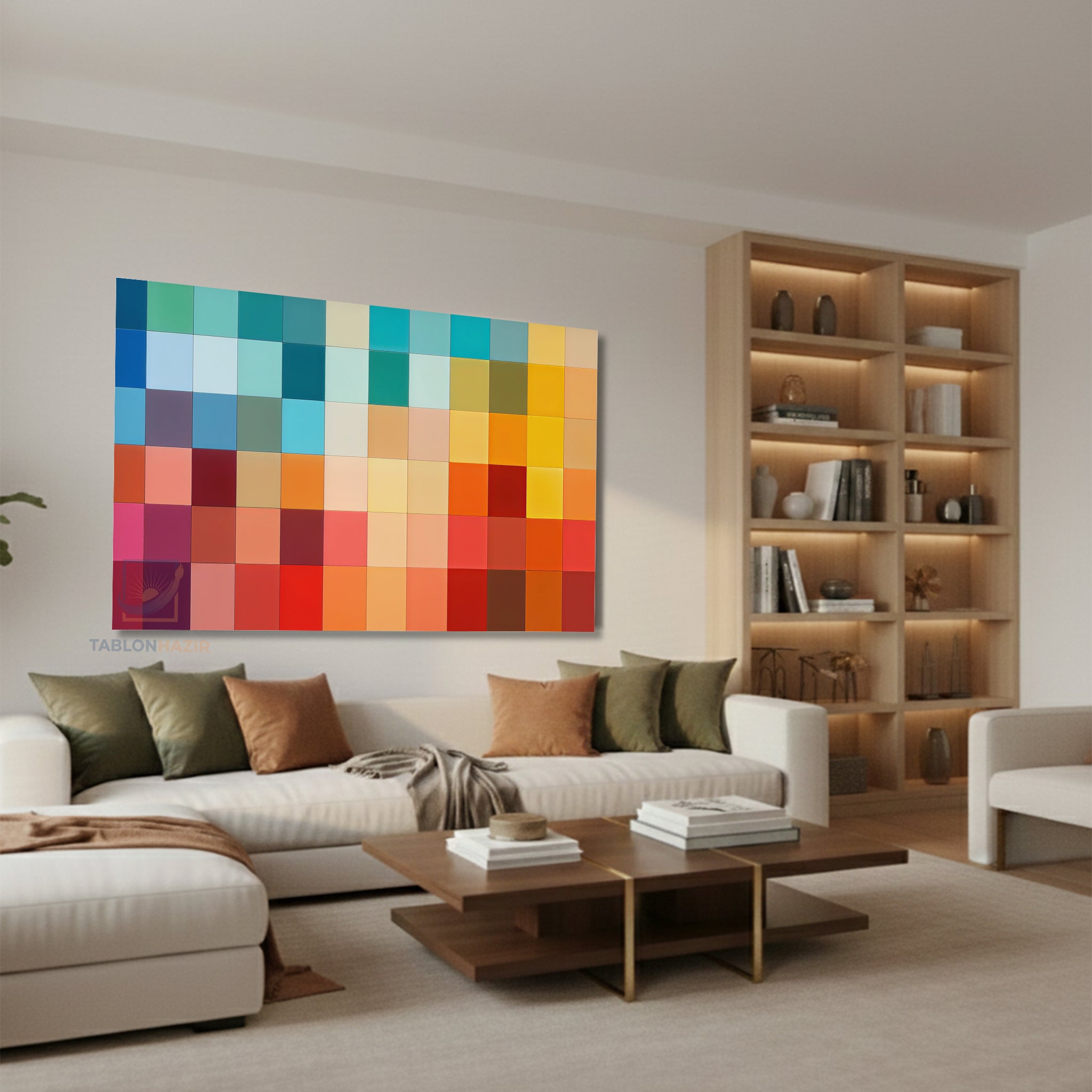 Yatay Kanvas Duvar Tablosu Piksel Soyut Desenler Salon Tablosu Ofis Tablosu Ev Hediyesi Dekorasyon
