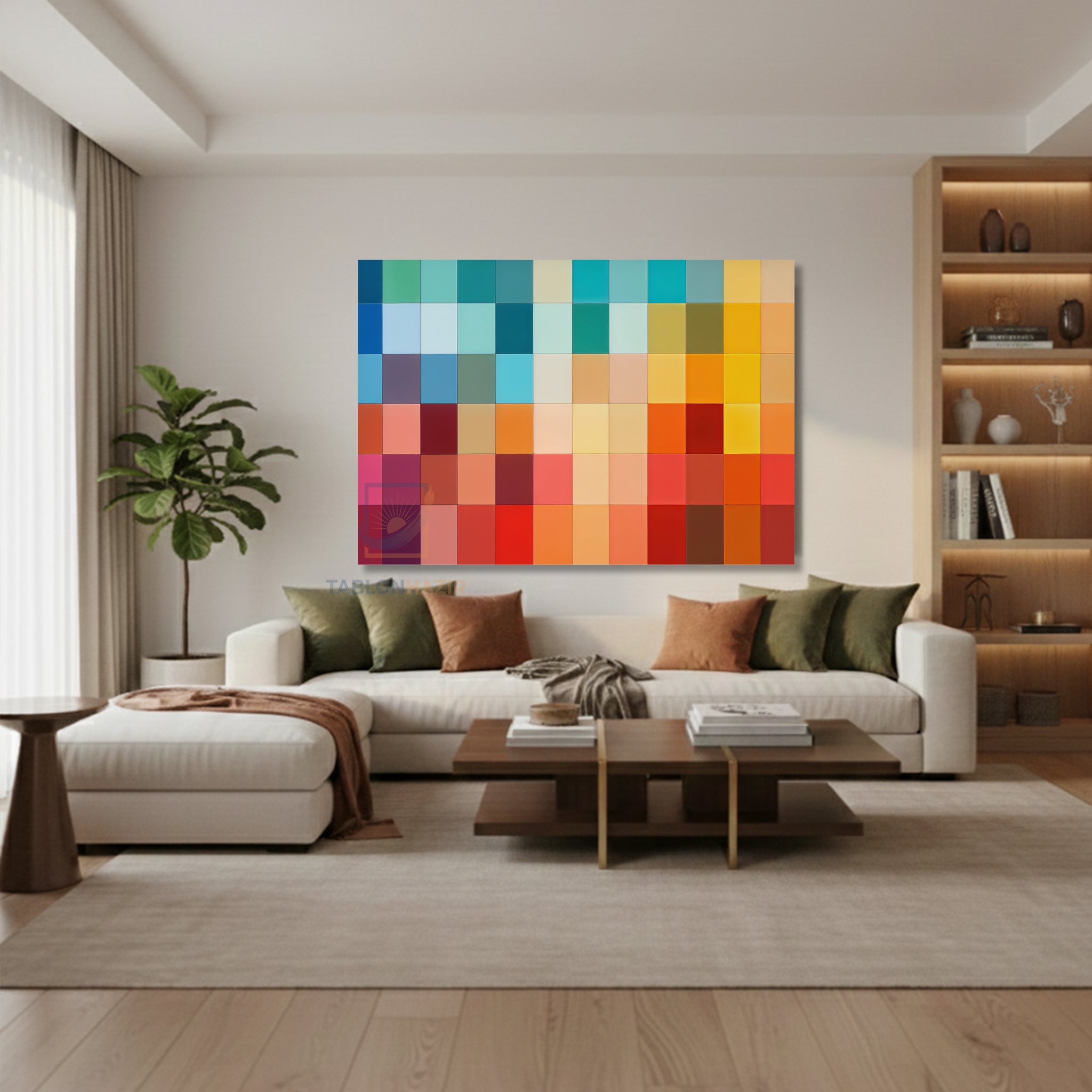 Yatay Kanvas Duvar Tablosu Piksel Soyut Desenler Salon Tablosu Ofis Tablosu Ev Hediyesi Dekorasyon