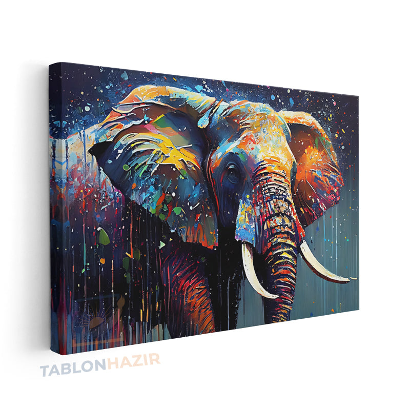 Yatay Kanvas Duvar Tablosu Renkli Boyali Fil Salon Tablosu Ofis Tablosu Yeni Ev Hediyesi Dekorasyon
