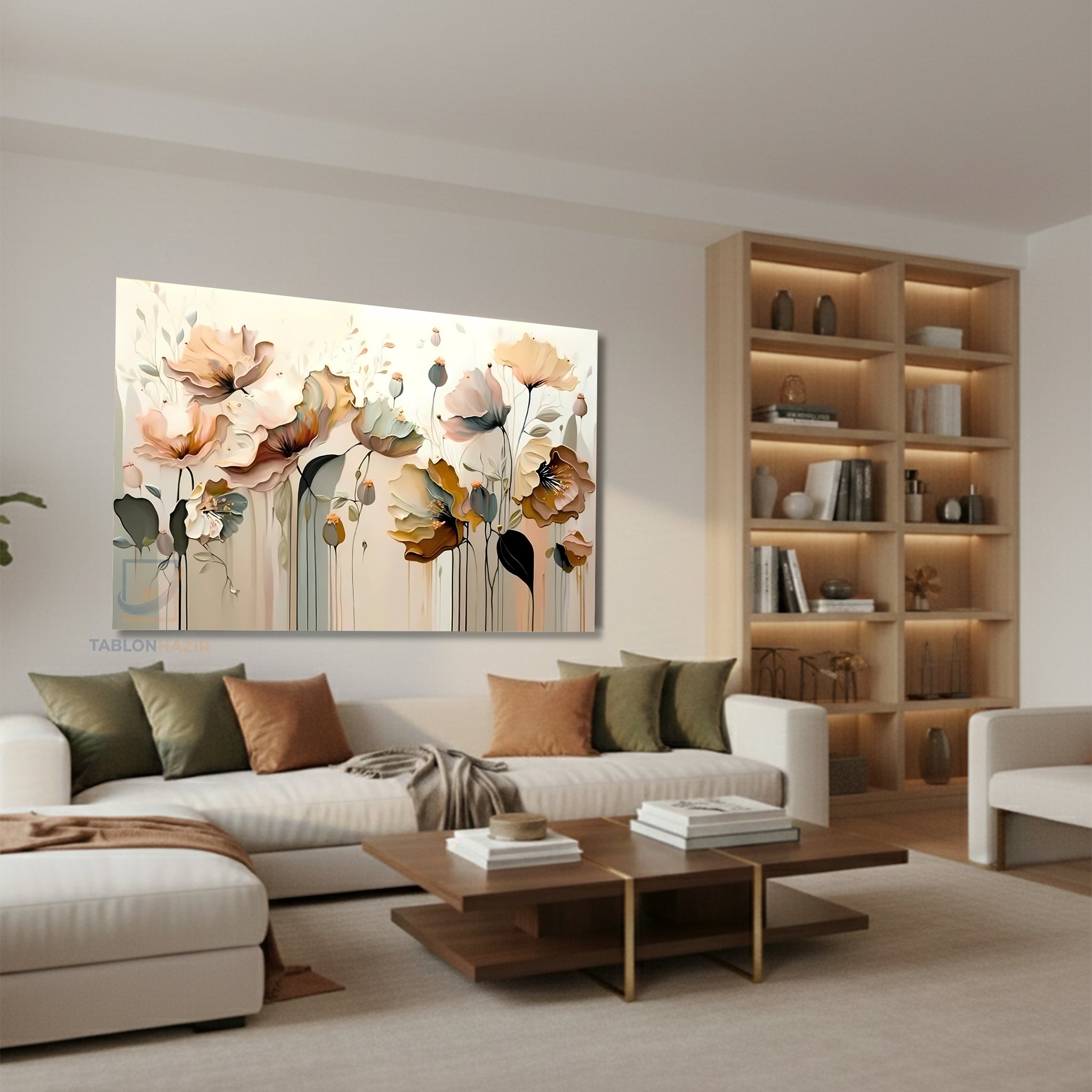 Yatay Kanvas Duvar Tablosu Soyut Cicek Cizim Salon Tablosu Ofis Tablosu Yeni Ev Hediyesi Dekorasyon