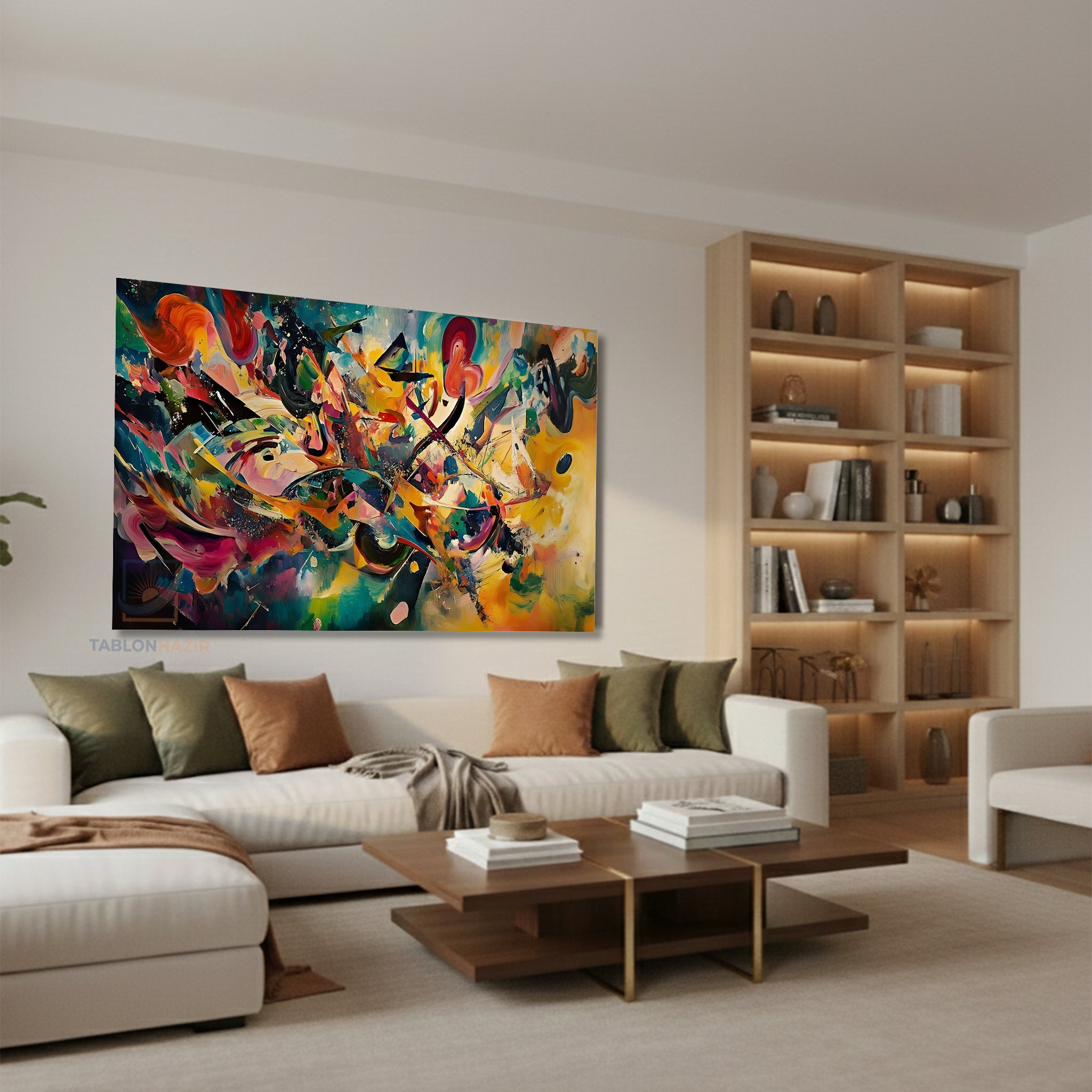 Yatay Kanvas Duvar Tablosu Soyut Cizgiler Salon Tablosu Ofis Tablosu Yeni Ev Hediyesi Dekorasyon