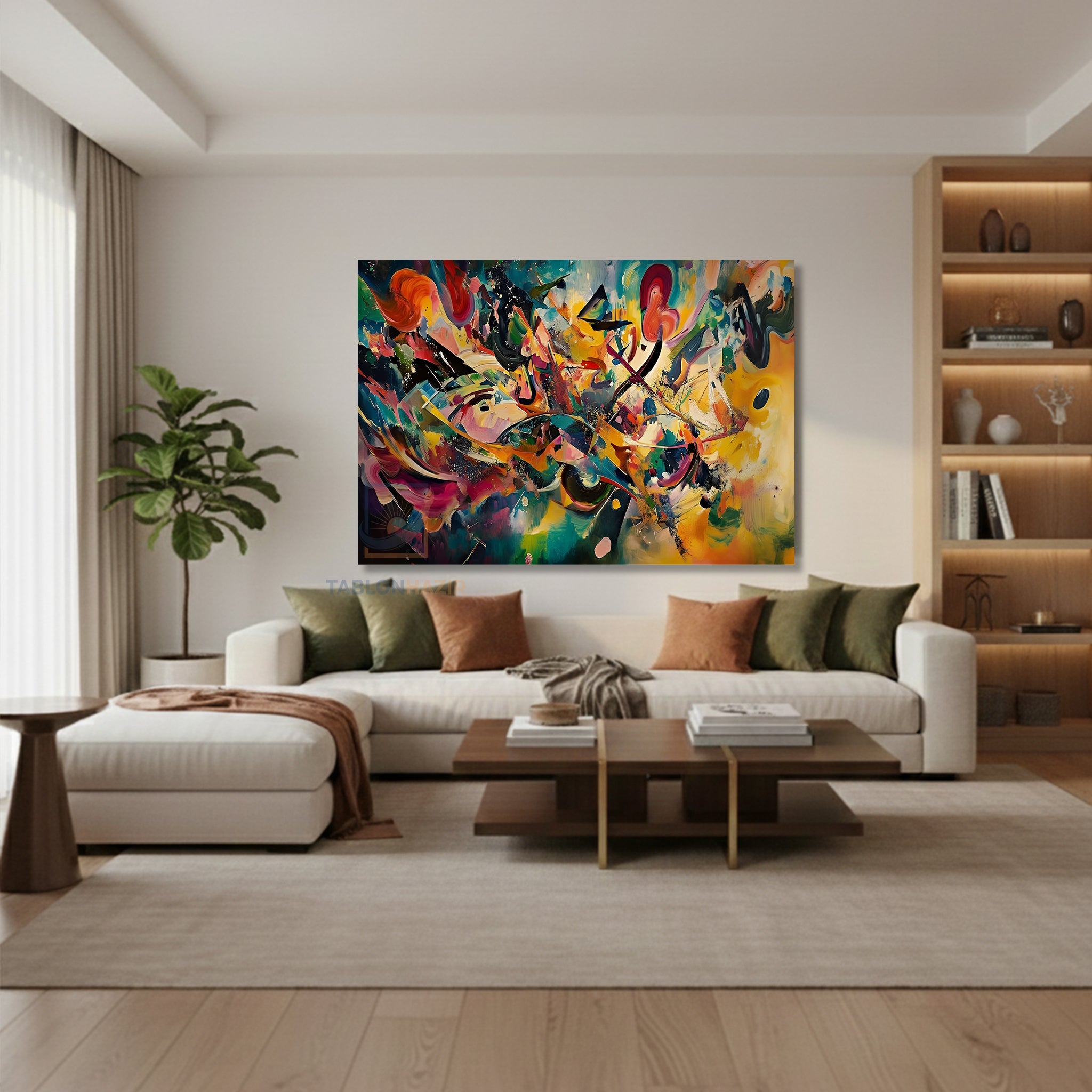 Yatay Kanvas Duvar Tablosu Soyut Cizgiler Salon Tablosu Ofis Tablosu Yeni Ev Hediyesi Dekorasyon