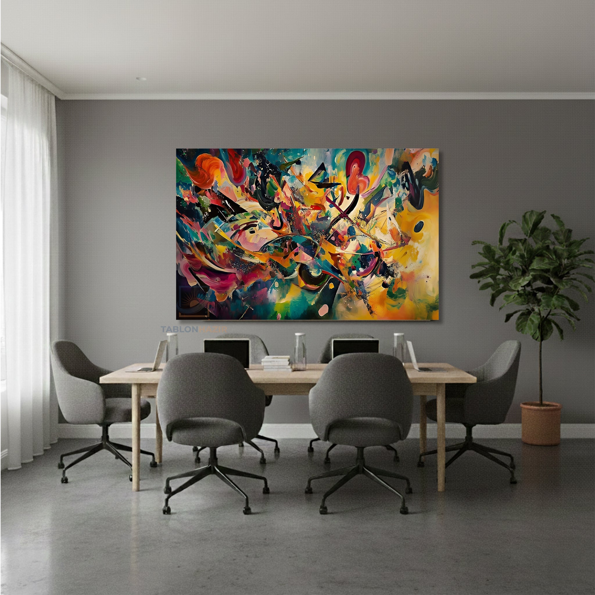 Yatay Kanvas Duvar Tablosu Soyut Cizgiler Salon Tablosu Ofis Tablosu Yeni Ev Hediyesi Dekorasyon