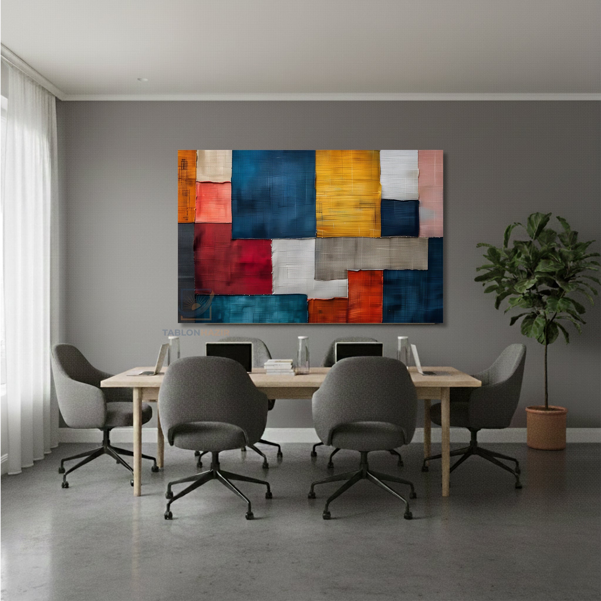 Yatay Kanvas Duvar Tablosu Soyut Cizim Tasarim Salon Tablosu Ofis Tablosu Ev Hediyesi Dekorasyon