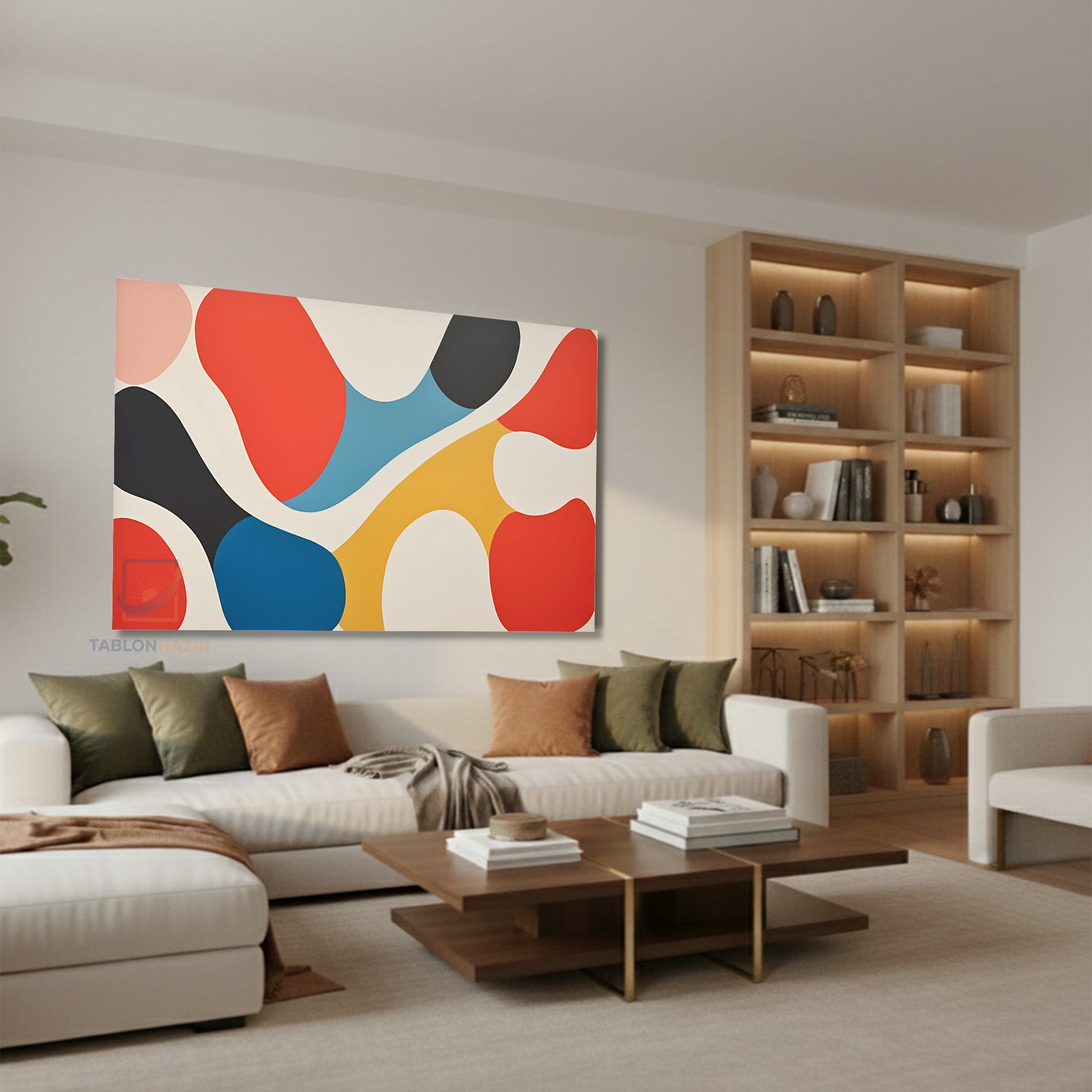 Yatay Kanvas Duvar Tablosu Soyut Desen Renkler Salon Tablosu Ofis Tablosu Ev Hediyesi Dekorasyon