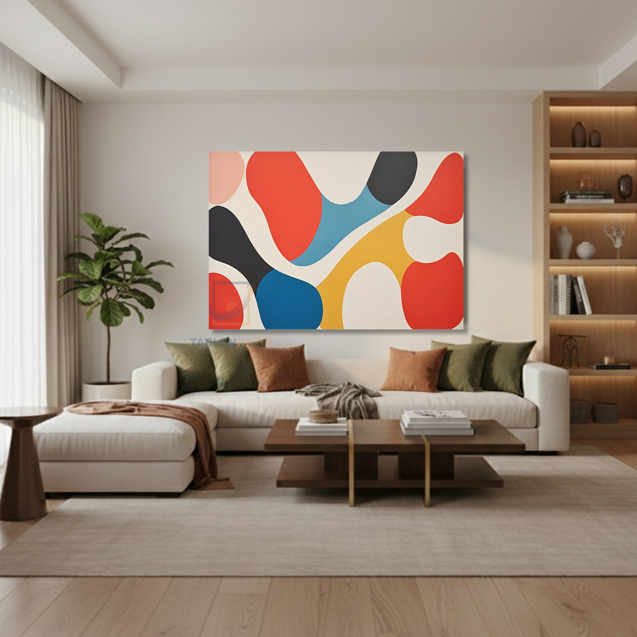 Yatay Kanvas Duvar Tablosu Soyut Desen Renkler Salon Tablosu Ofis Tablosu Ev Hediyesi Dekorasyon