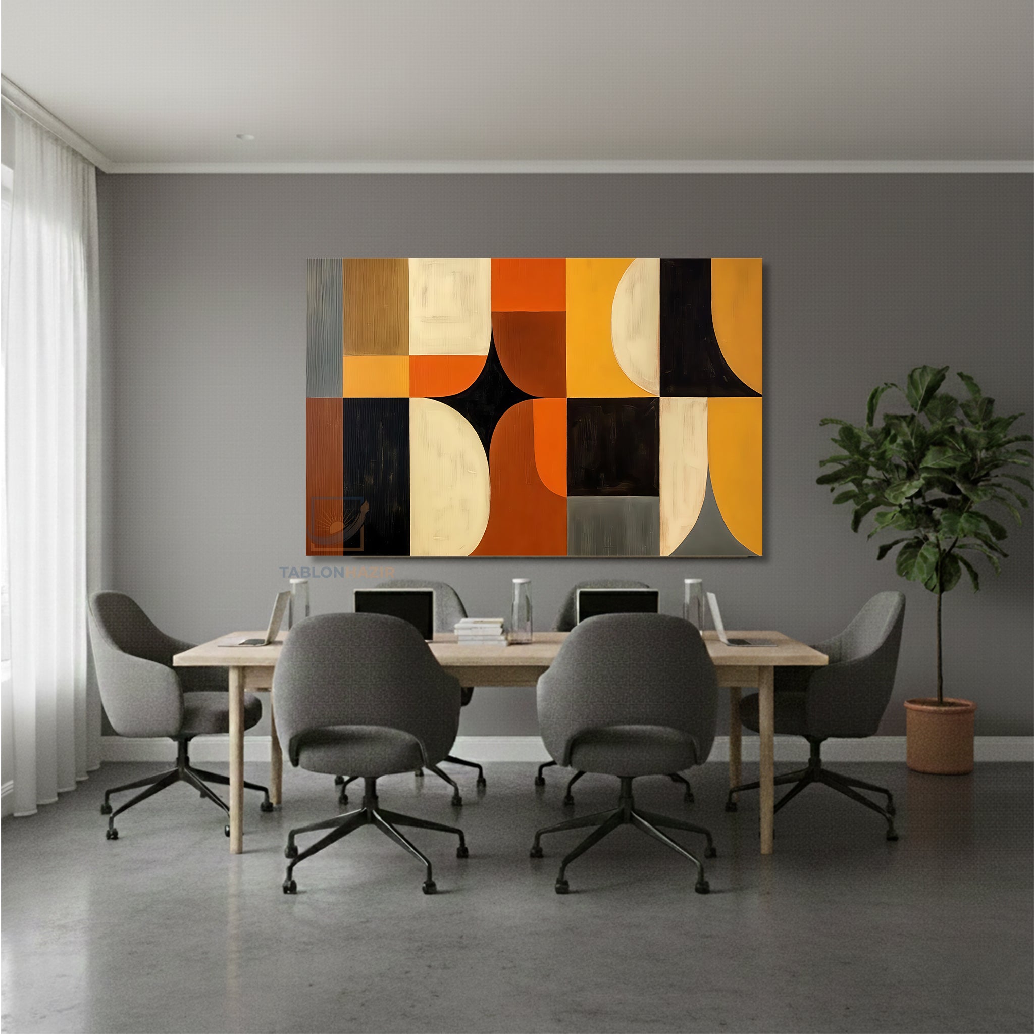 Yatay Kanvas Duvar Tablosu Soyut Geometrik Renkler Salon Tablosu Ofis Tablosu Ev Hediyesi Dekorasyon