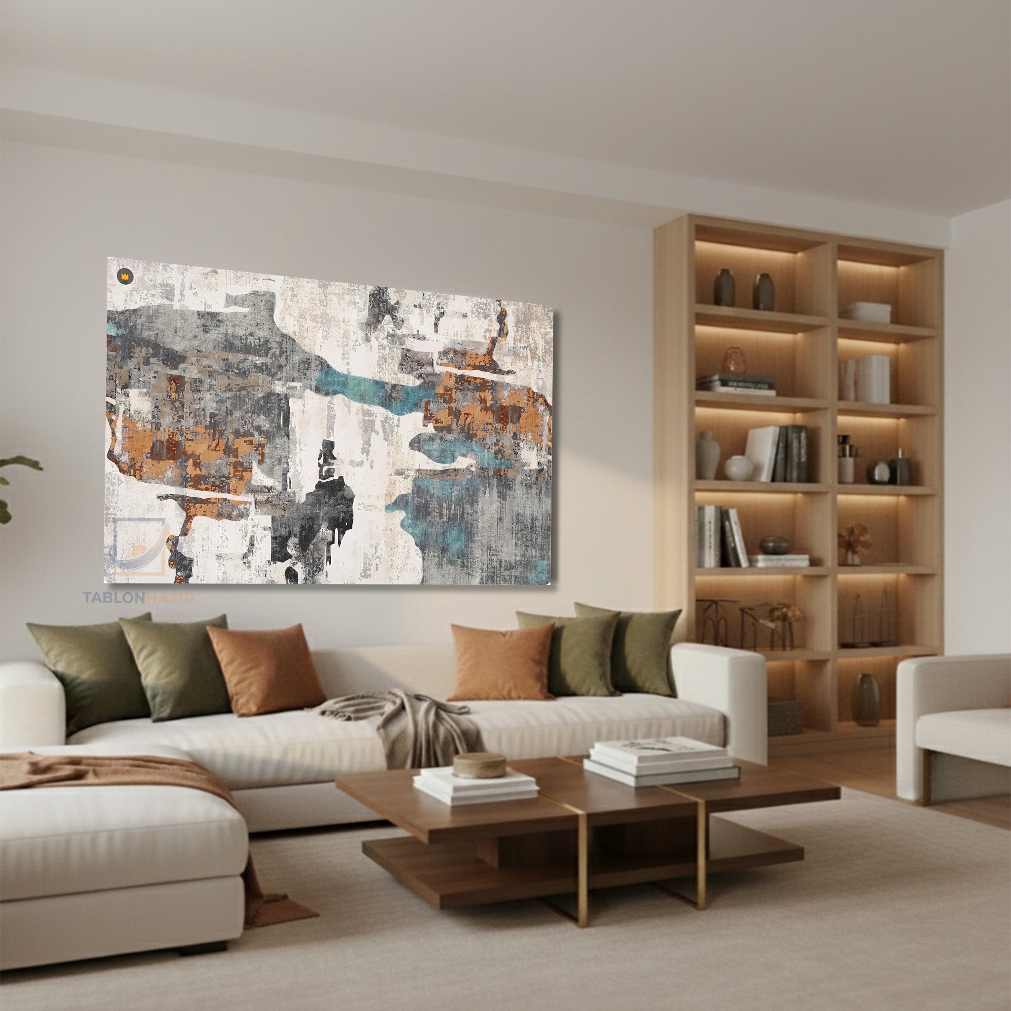Yatay Kanvas Duvar Tablosu Soyut Renkler 45 Salon Tablosu Ofis Tablosu Yeni Ev Hediyesi Dekorasyon
