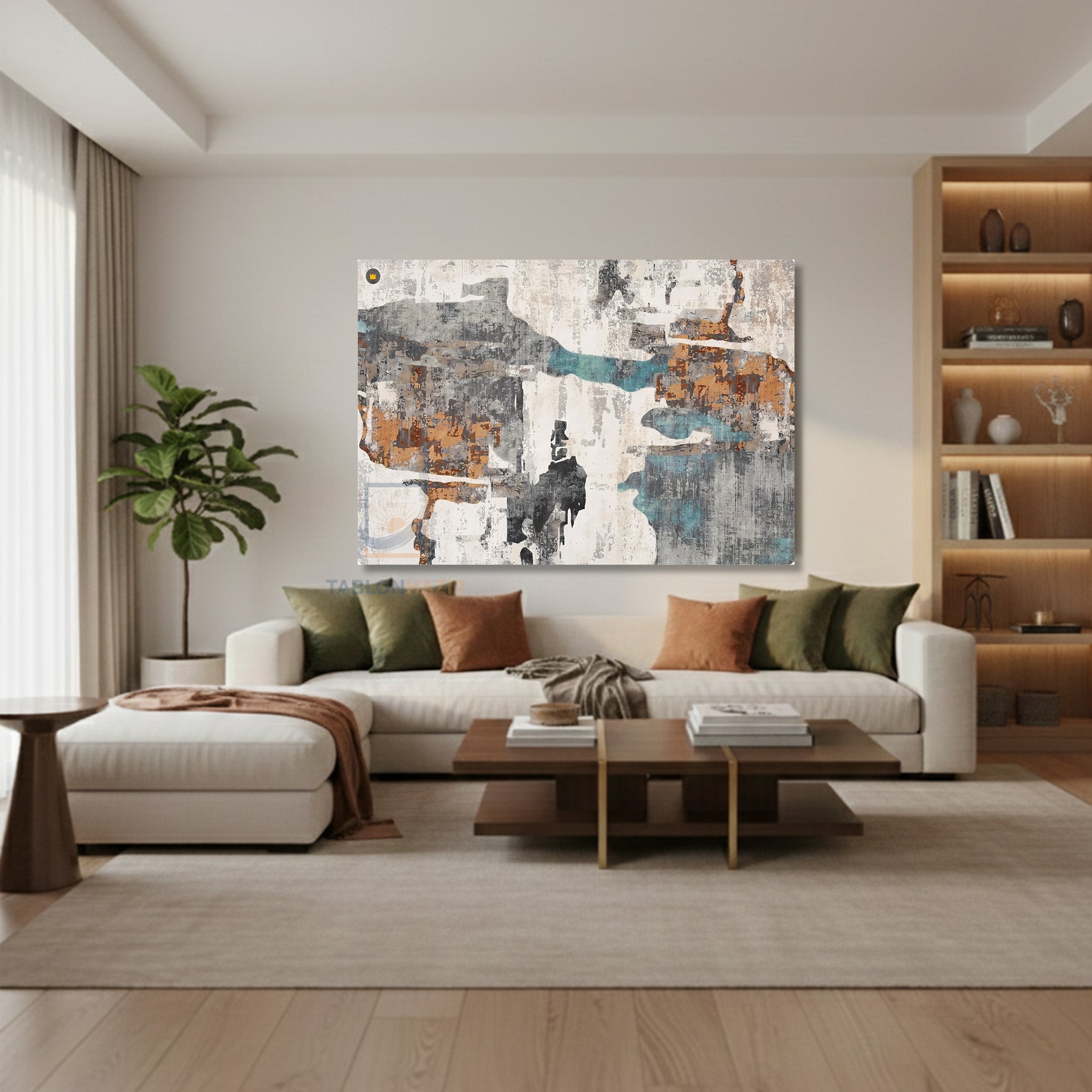 Yatay Kanvas Duvar Tablosu Soyut Renkler 45 Salon Tablosu Ofis Tablosu Yeni Ev Hediyesi Dekorasyon