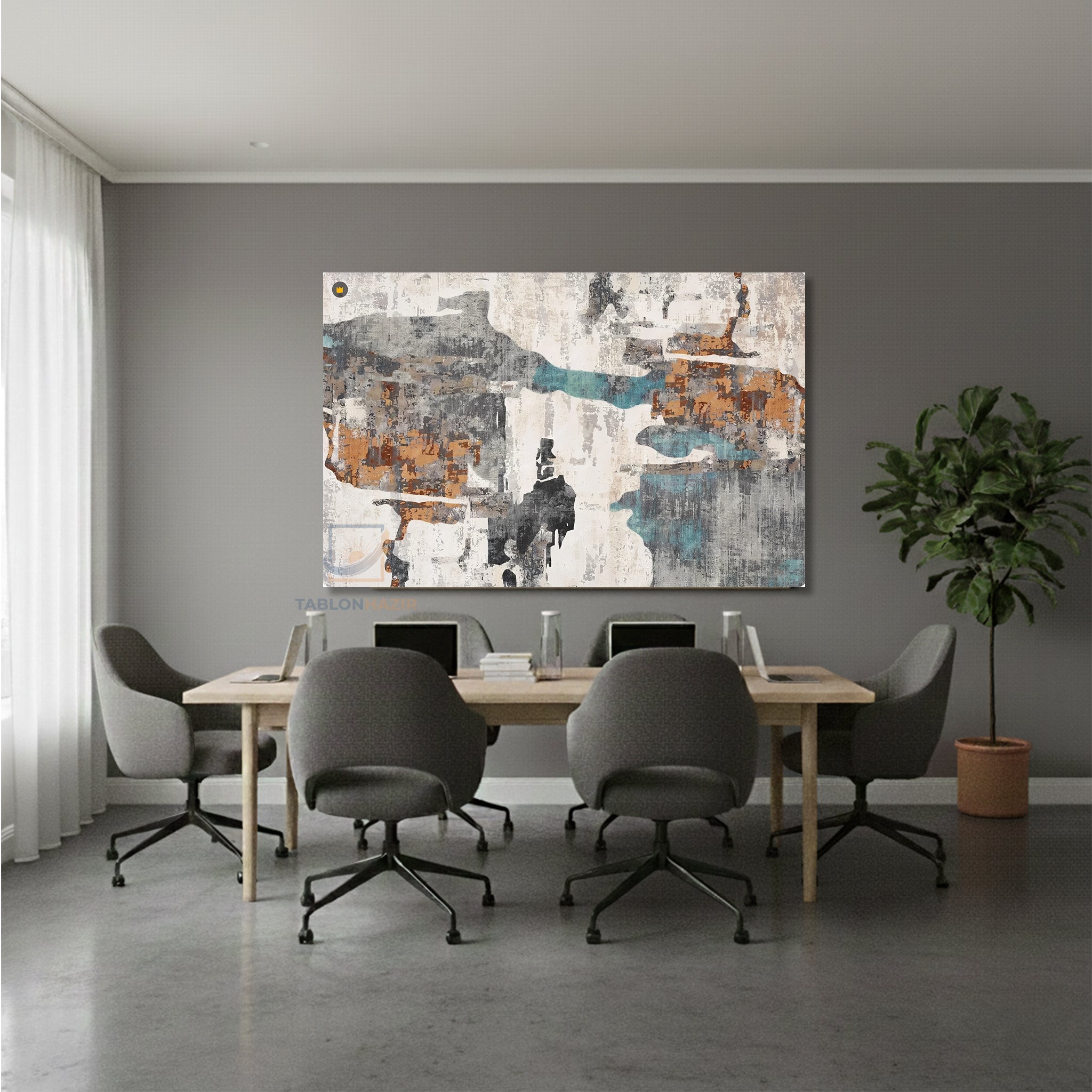 Yatay Kanvas Duvar Tablosu Soyut Renkler 45 Salon Tablosu Ofis Tablosu Yeni Ev Hediyesi Dekorasyon