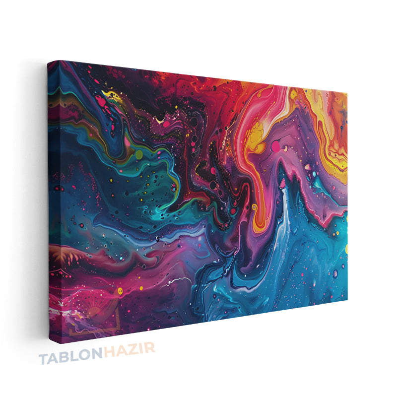 Yatay Kanvas Duvar Tablosu Soyut Renkler Karisim Salon Tablosu Ofis Tablosu Ev Hediyesi Dekorasyon