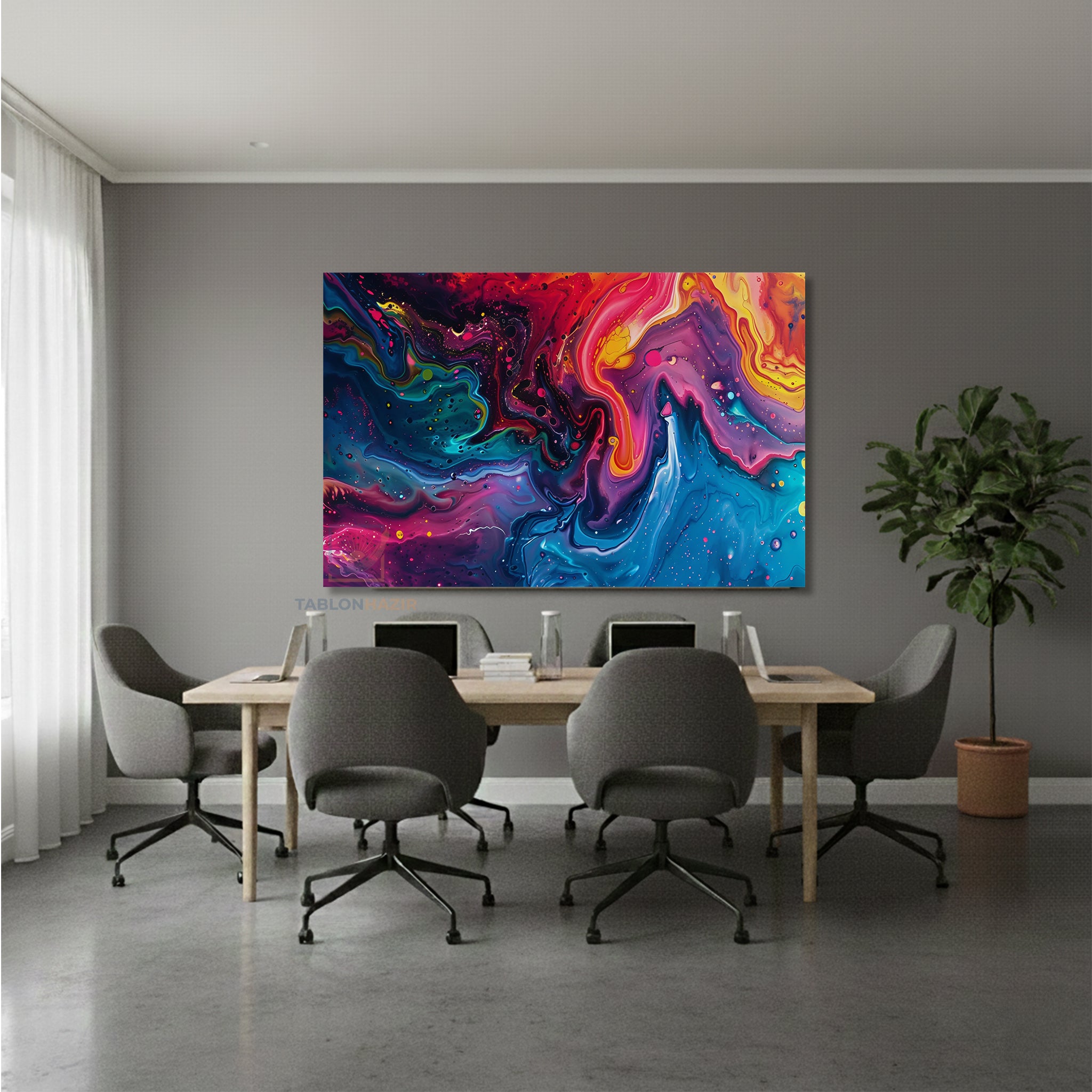 Yatay Kanvas Duvar Tablosu Soyut Renkler Karisim Salon Tablosu Ofis Tablosu Ev Hediyesi Dekorasyon