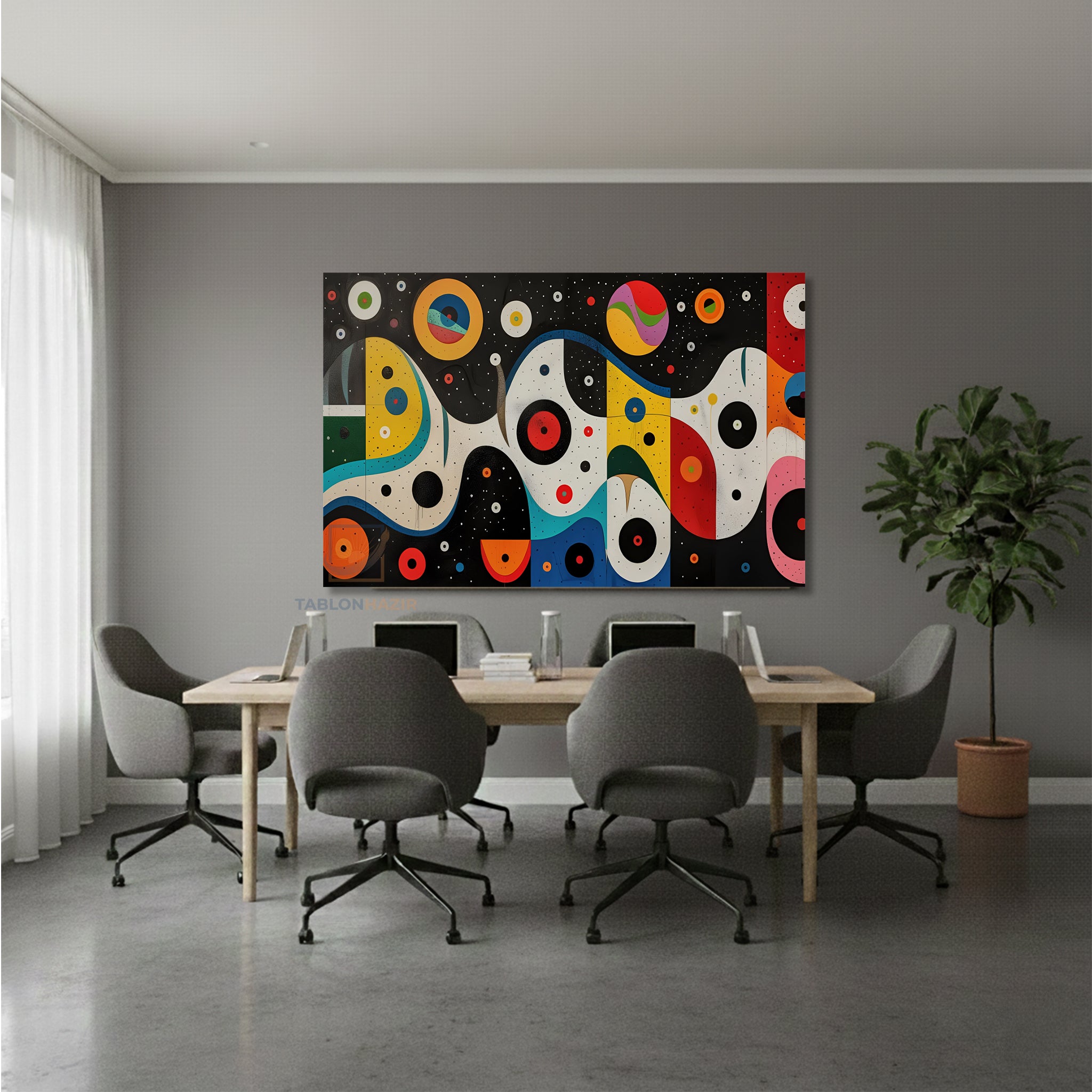 Yatay Kanvas Duvar Tablosu Soyut Renkli Sekiller Salon Tablosu Ofis Tablosu Ev Hediyesi Dekorasyon