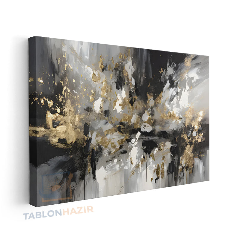 Yatay Kanvas Duvar Tablosu Soyut Siyah Gri Salon Tablosu Ofis Tablosu Yeni Ev Hediyesi Dekorasyon