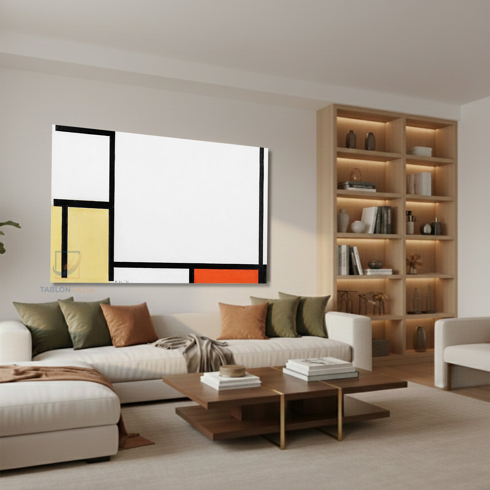 Yatay Kanvas Duvar Tablosu Soyut Unlu Gorsel Salon Tablosu Ofis Tablosu Yeni Ev Hediyesi Dekorasyon