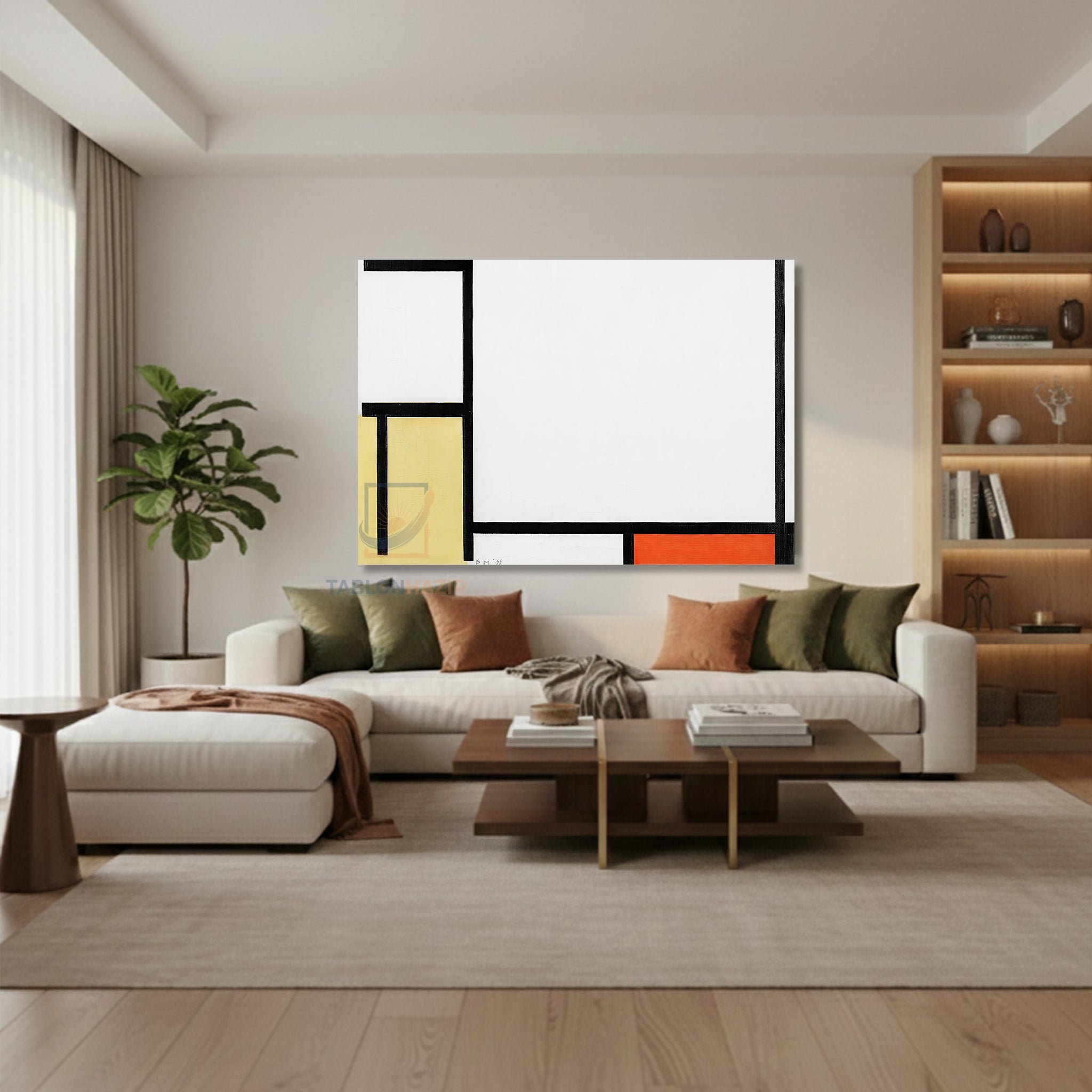 Yatay Kanvas Duvar Tablosu Soyut Unlu Gorsel Salon Tablosu Ofis Tablosu Yeni Ev Hediyesi Dekorasyon