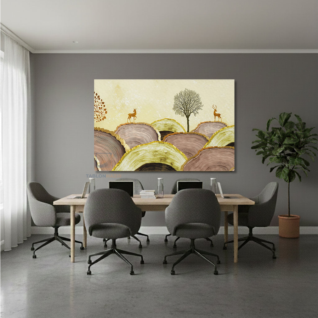 Yatay Kanvas Duvar Tablosu Soyutgeyik Salon Tablosu Ofis Tablosu Yeni Ev Hediyesi Dekorasyon