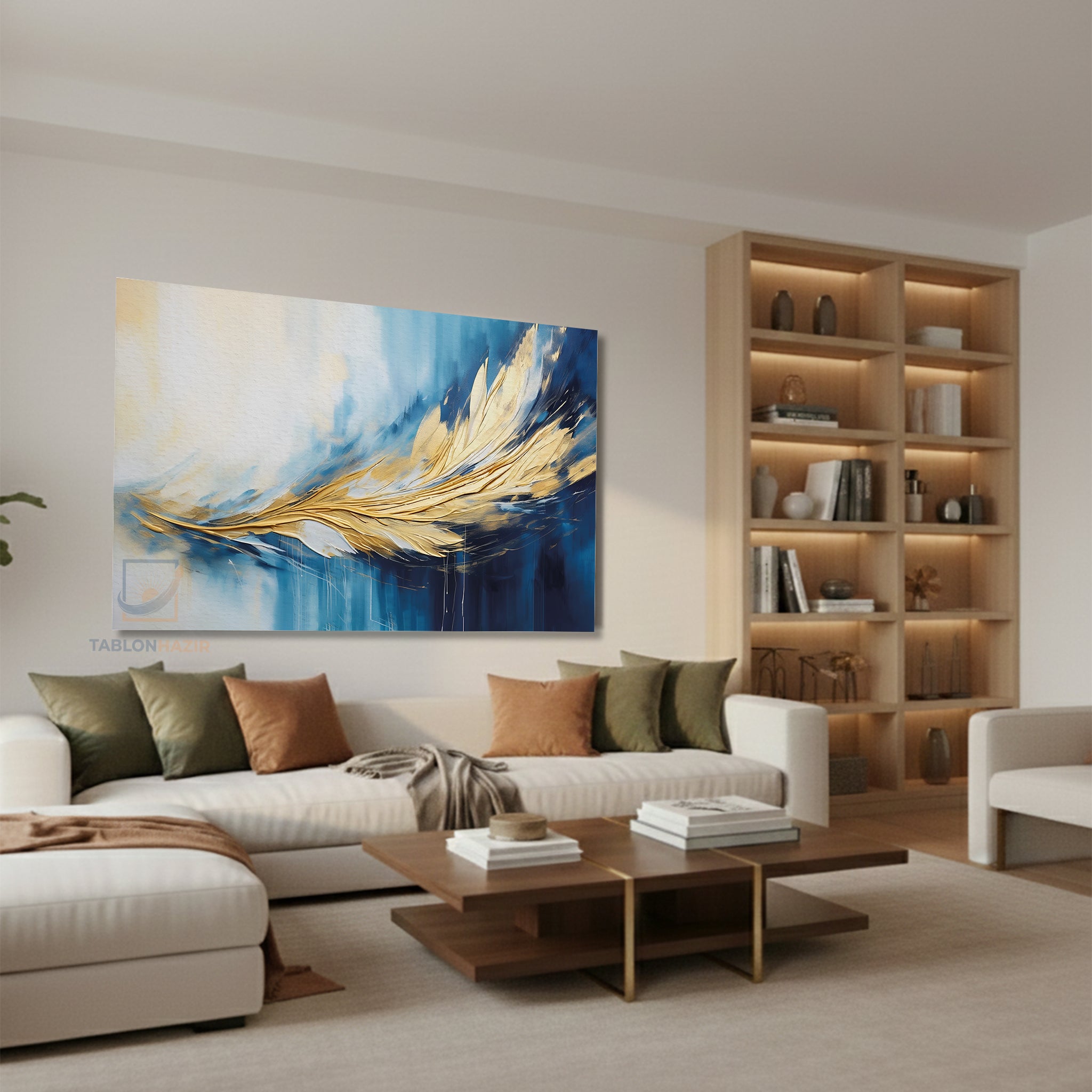 Yatay Kanvas Duvar Tablosu Soyutmavialtıntuy Salon Tablosu Ofis Tablosu Yeni Ev Hediyesi Dekorasyon