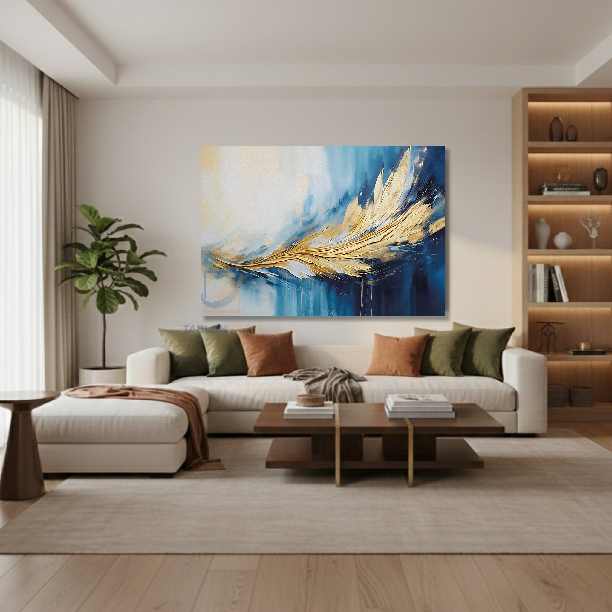 Yatay Kanvas Duvar Tablosu Soyutmavialtıntuy Salon Tablosu Ofis Tablosu Yeni Ev Hediyesi Dekorasyon