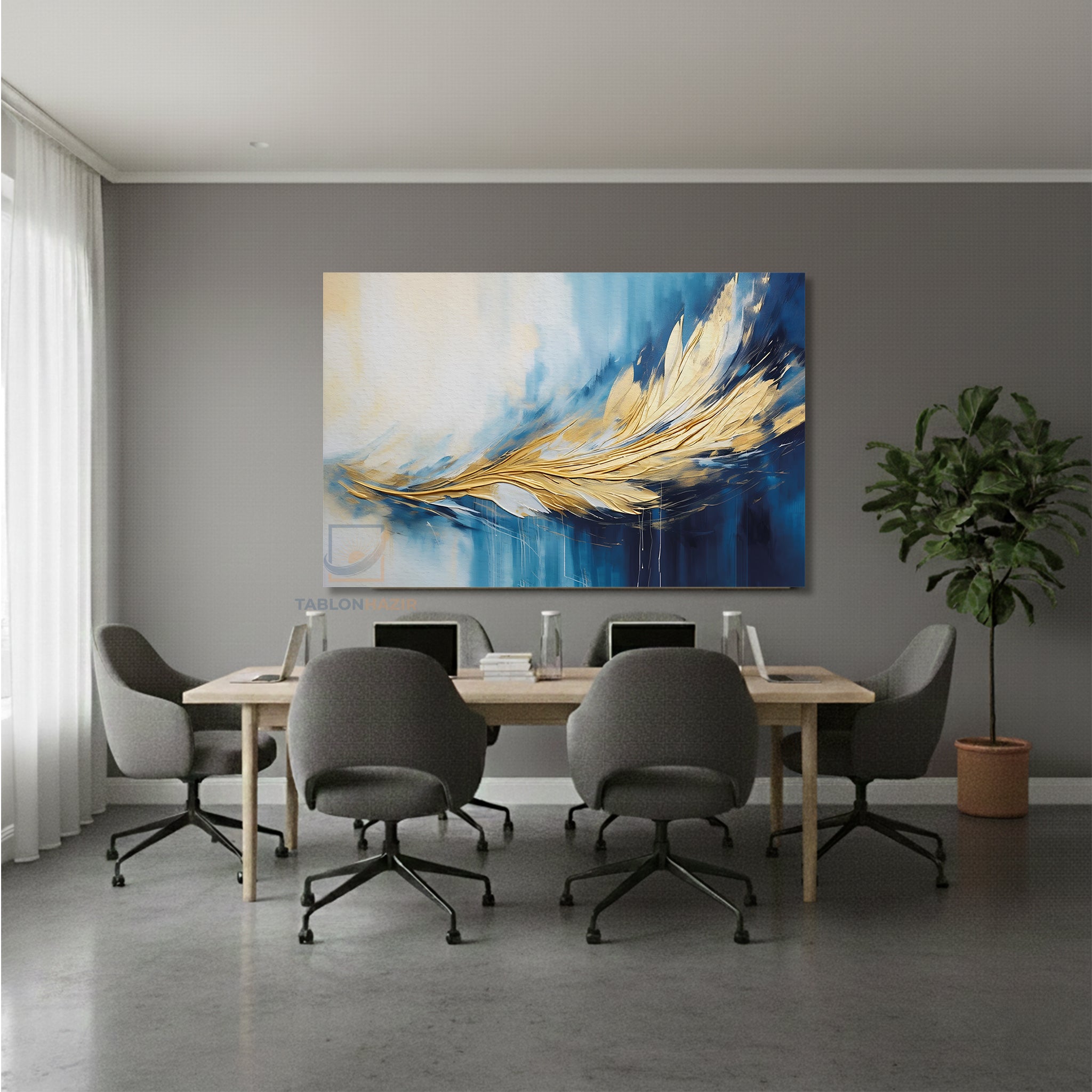 Yatay Kanvas Duvar Tablosu Soyutmavialtıntuy Salon Tablosu Ofis Tablosu Yeni Ev Hediyesi Dekorasyon