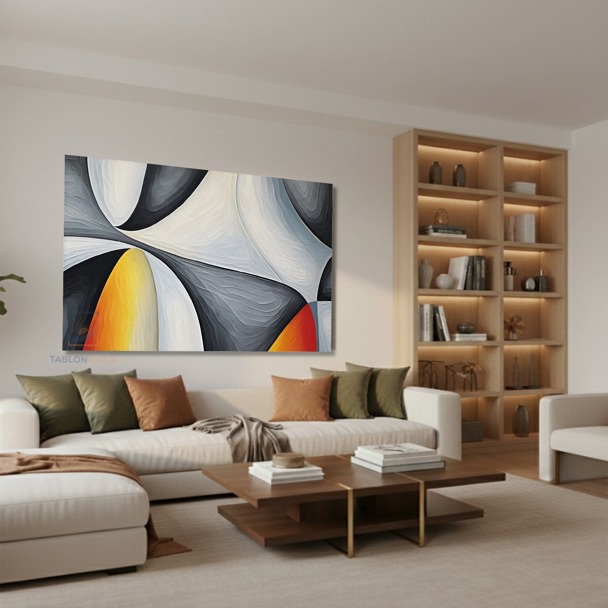 Yatay Kanvas Duvar Tablosu Soyuttt Salon Tablosu Ofis Tablosu Yeni Ev Hediyesi Dekorasyon
