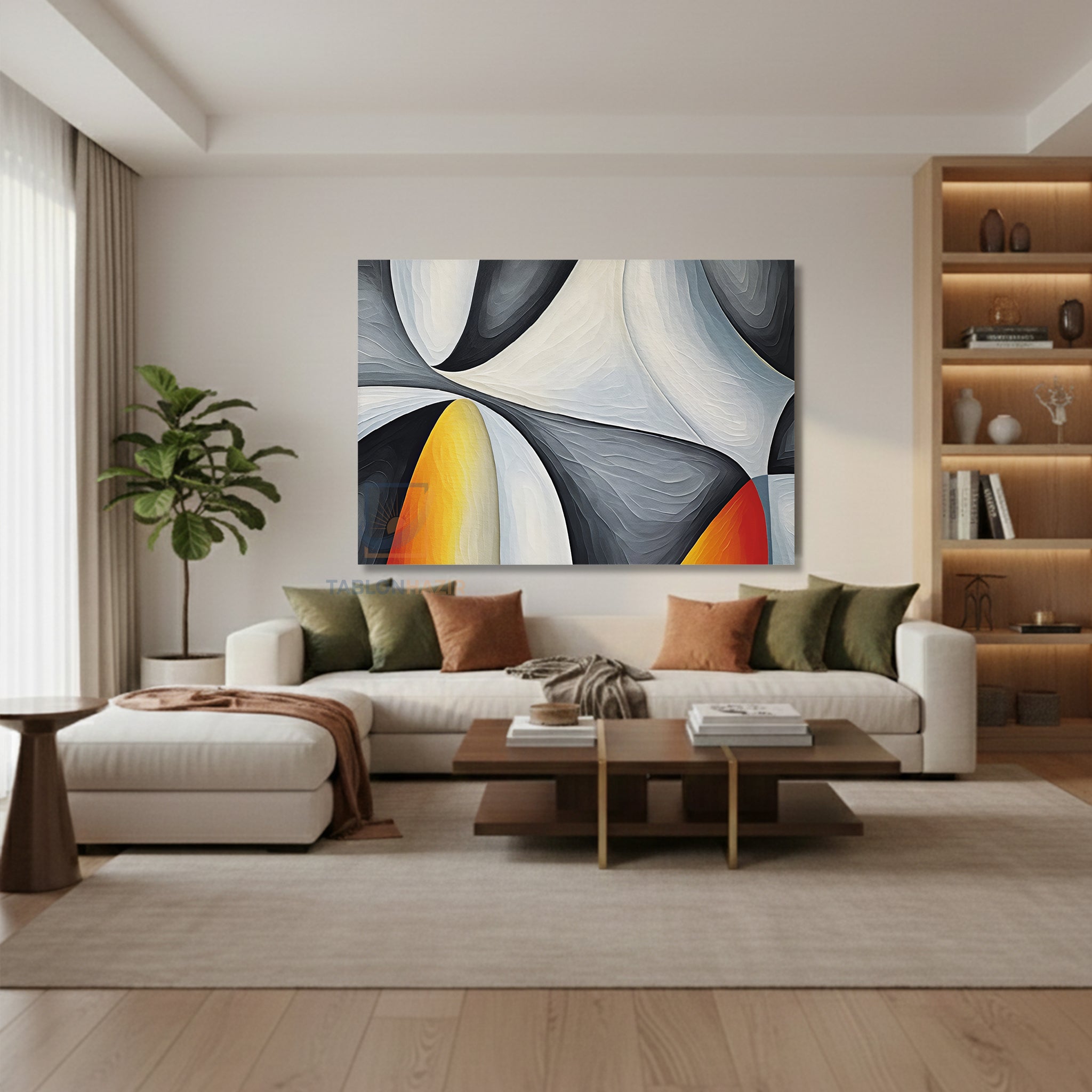 Yatay Kanvas Duvar Tablosu Soyuttt Salon Tablosu Ofis Tablosu Yeni Ev Hediyesi Dekorasyon