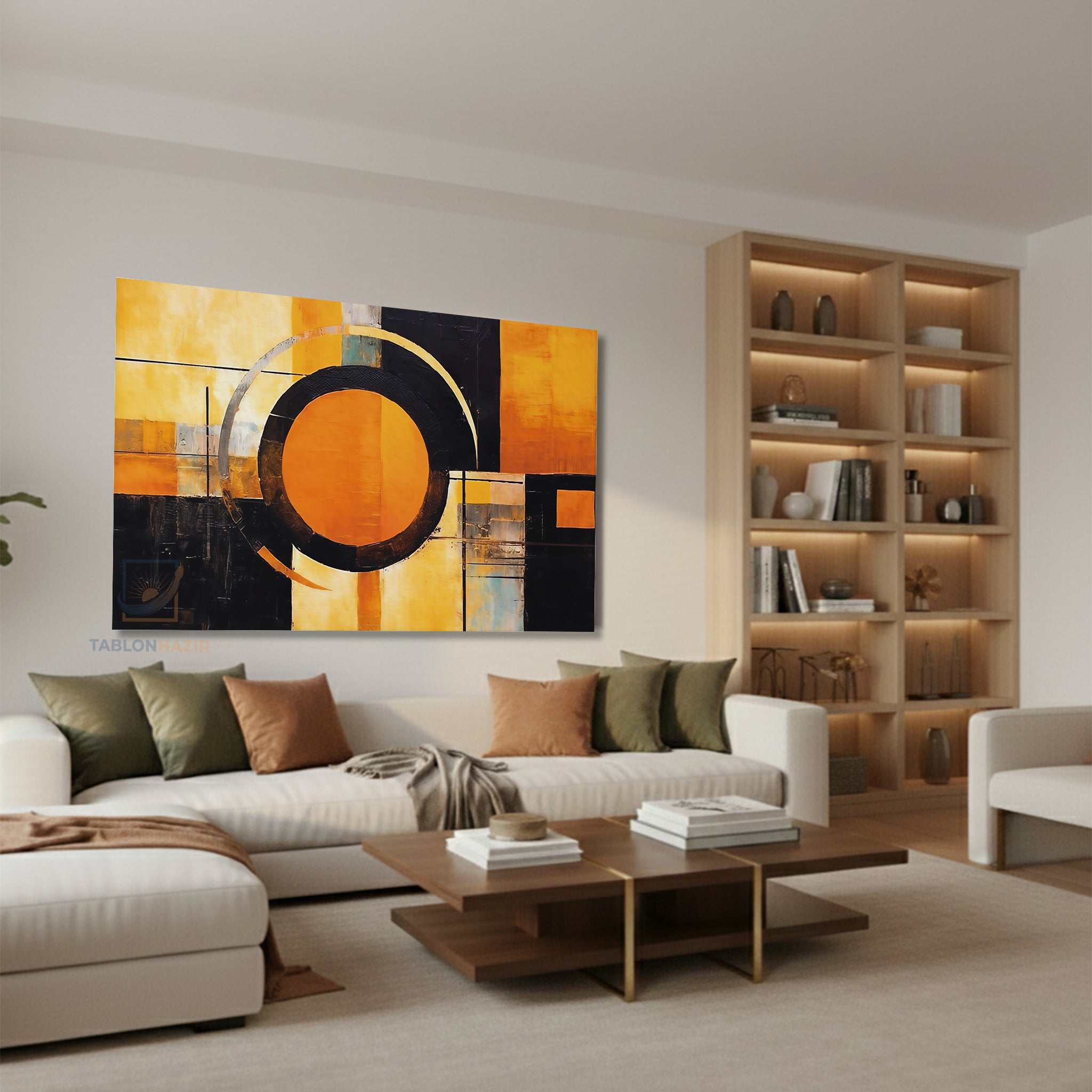 Yatay Kanvas Duvar Tablosu Soyutturuncusiyah Salon Tablosu Ofis Tablosu Yeni Ev Hediyesi Dekorasyon