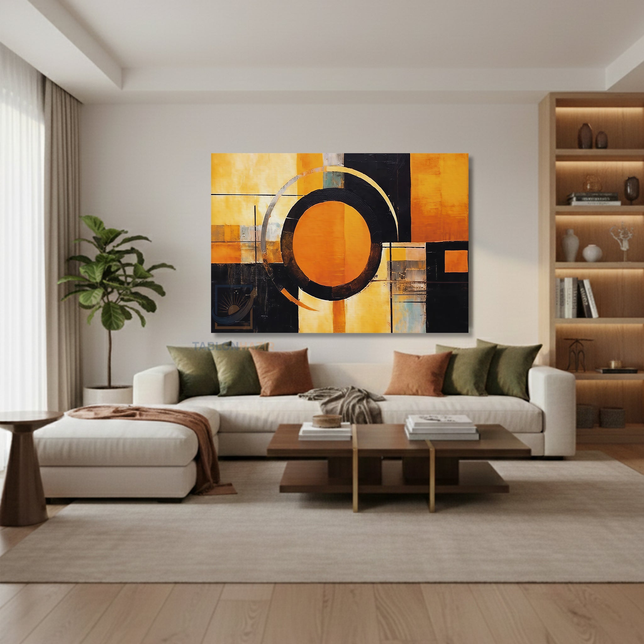 Yatay Kanvas Duvar Tablosu Soyutturuncusiyah Salon Tablosu Ofis Tablosu Yeni Ev Hediyesi Dekorasyon