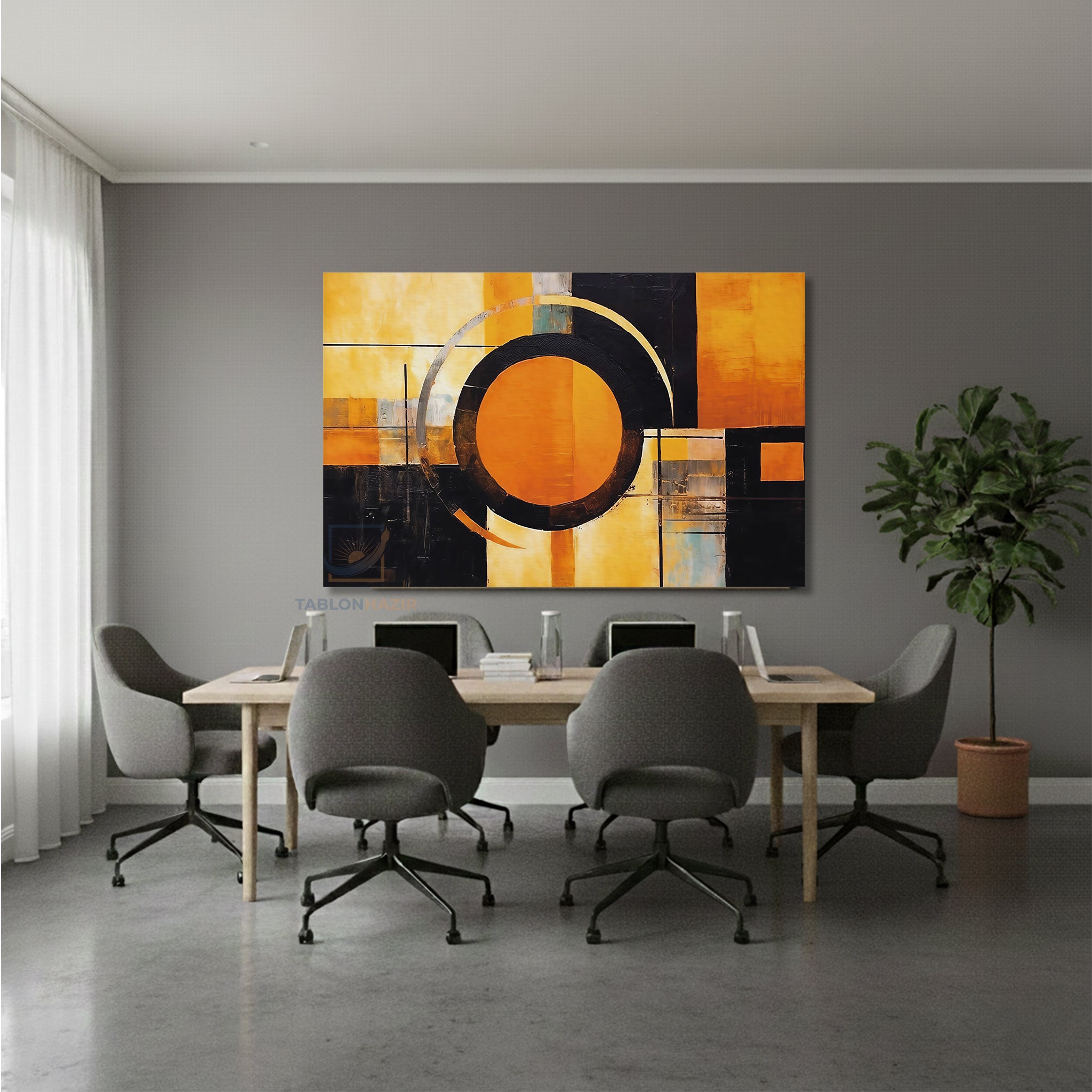 Yatay Kanvas Duvar Tablosu Soyutturuncusiyah Salon Tablosu Ofis Tablosu Yeni Ev Hediyesi Dekorasyon