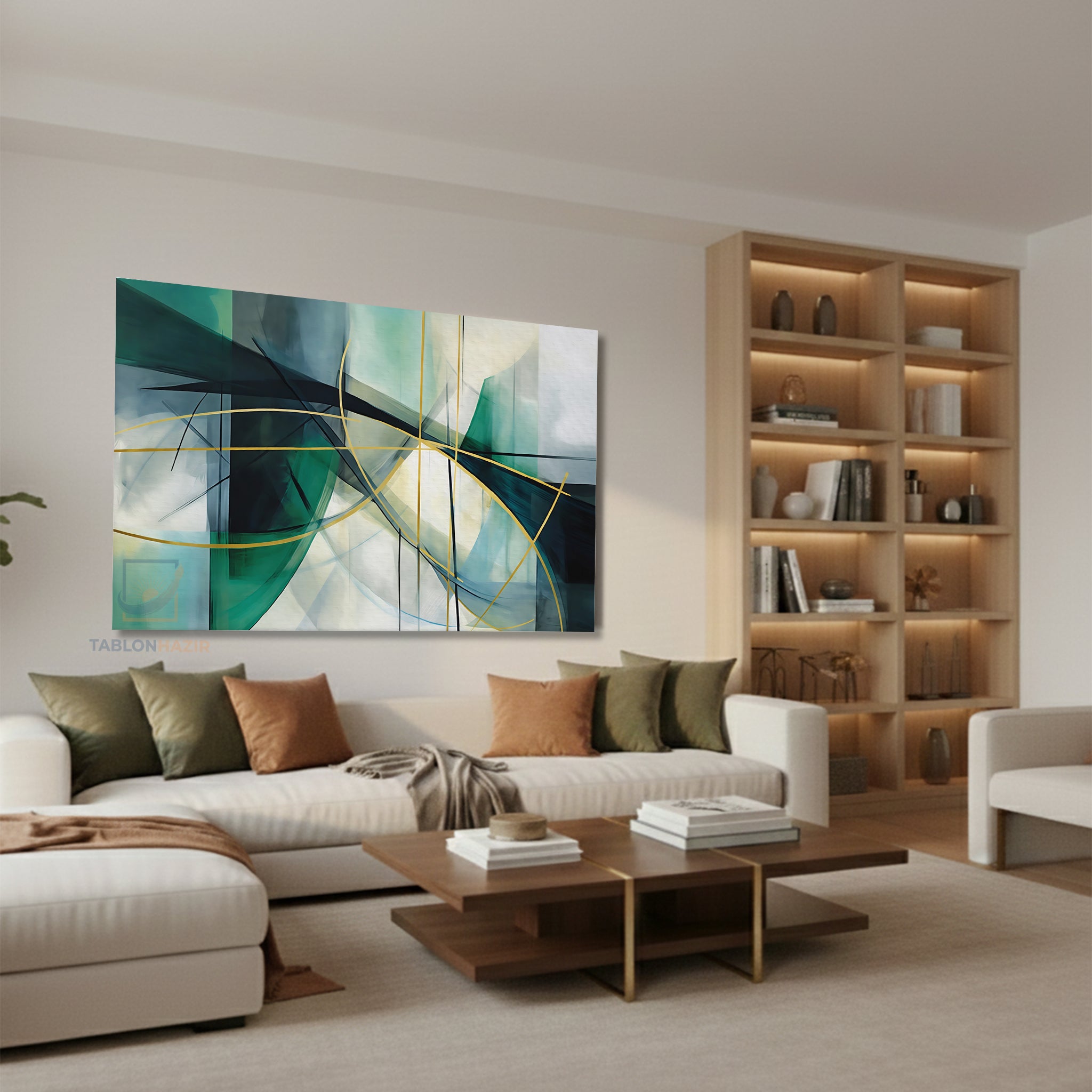 Yatay Kanvas Duvar Tablosu Soyutyesilaltin Salon Tablosu Ofis Tablosu Yeni Ev Hediyesi Dekorasyon