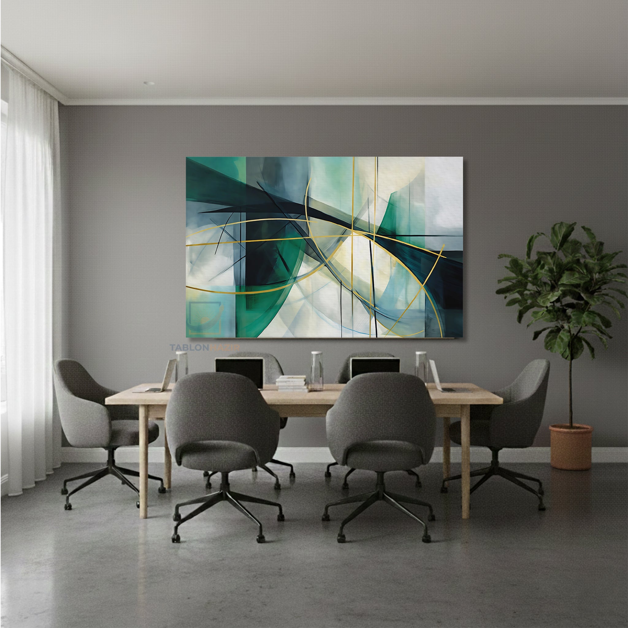 Yatay Kanvas Duvar Tablosu Soyutyesilaltin Salon Tablosu Ofis Tablosu Yeni Ev Hediyesi Dekorasyon