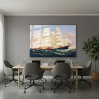 Yatay Cam Tablo Salon Duvar Tablosu Yelkenligemi Yeni Ev Hediyesi Ofis Tablosu