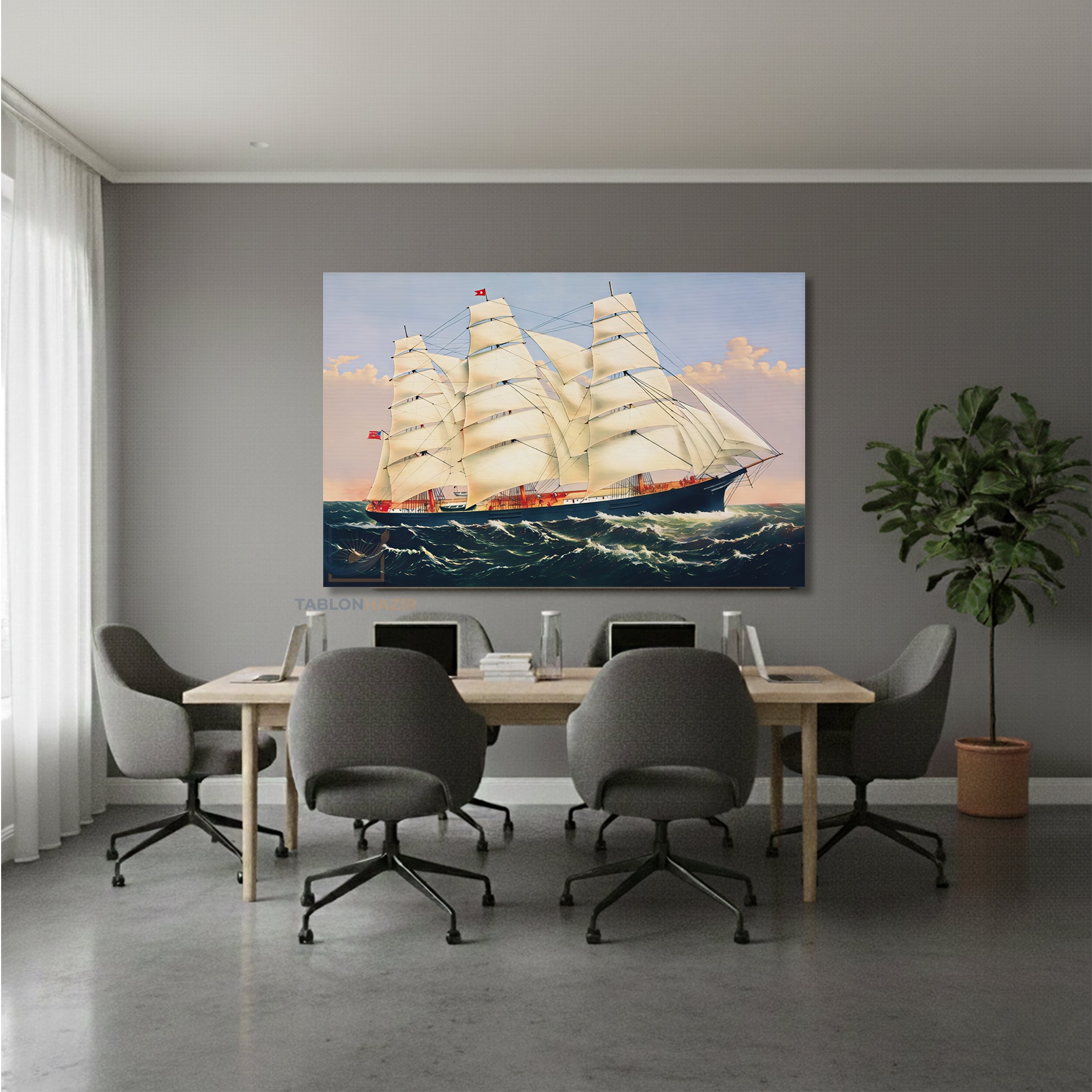 Yatay Kanvas Duvar Tablosu Yelkenligemi Salon Tablosu Ofis Tablosu Yeni Ev Hediyesi Dekorasyon