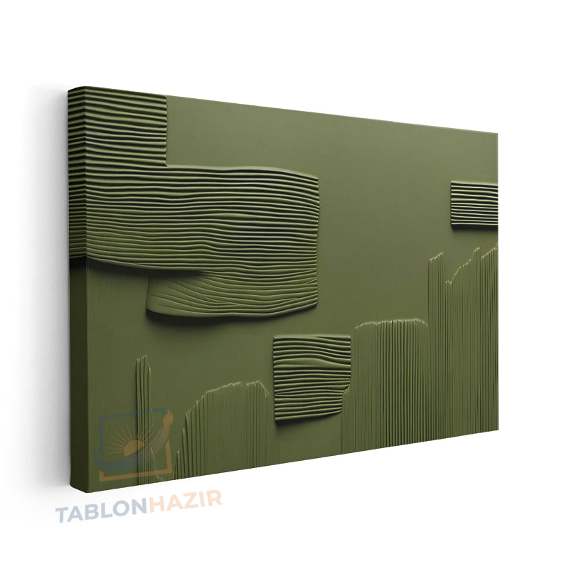Yatay Kanvas Duvar Tablosu Yesil Cizgiler Soyut Salon Tablosu Ofis Tablosu Ev Hediyesi Dekorasyon