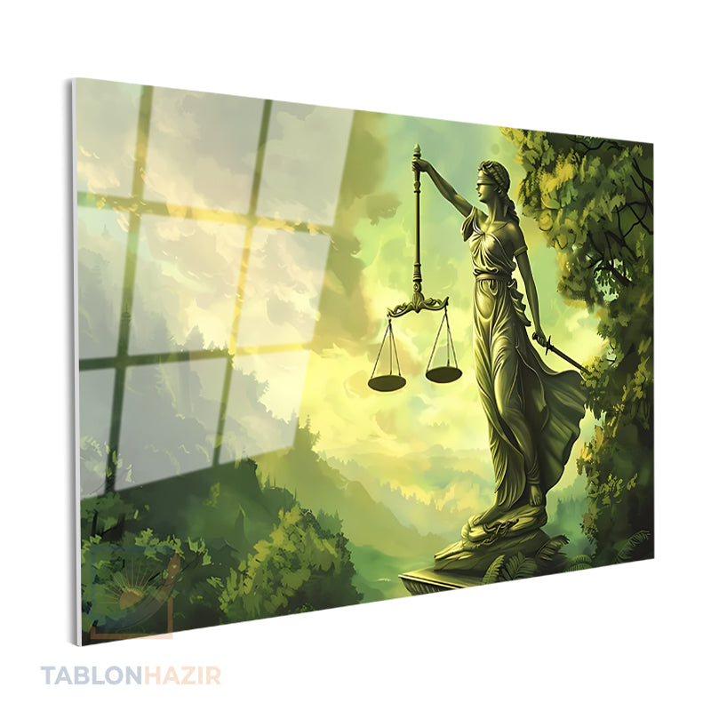 Yatay Cam Tablo Salon Duvar Tablosu Yesil Hukuk Tablosu Yeni Ev Hediyesi Ofis Tablosu